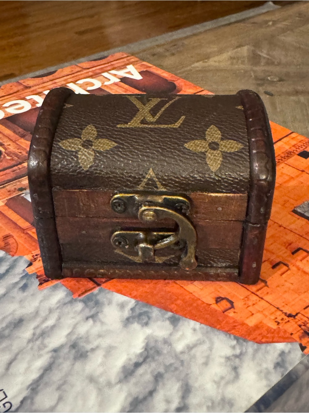 Upcycled LV Louis Vuitton monogram canvas w/ Mini Trunk Box Decor!